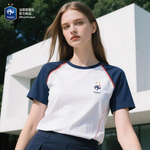 【官方正版】法国国家队丨拼色运动女士T恤夏季圆领休闲短袖 商品图2