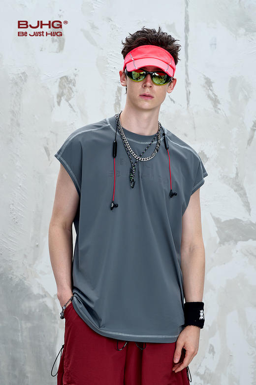 BJHG不计后果 速干透气背心男夏潮牌宽松运动休闲篮球健身无袖t恤 商品图5