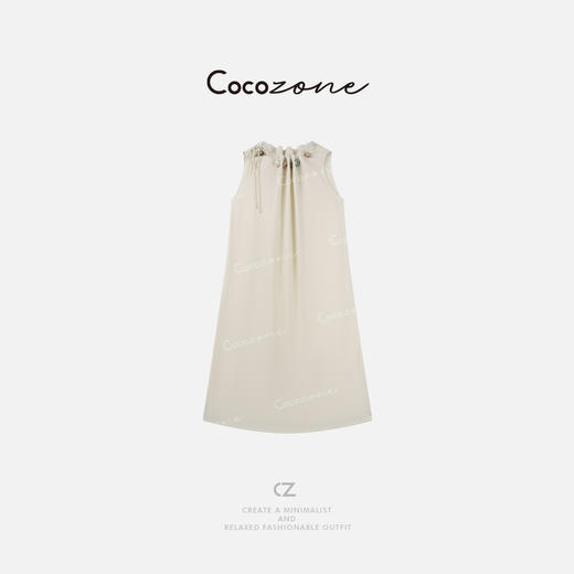 COCO ZONE 刘一一 【人丝混纺】简约度假风调节抽绳连衣裙CD2A0849 商品图0
