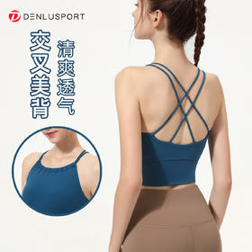 夏季新品挂脖细带美背瑜伽服带胸垫运动健身上衣 DY66190