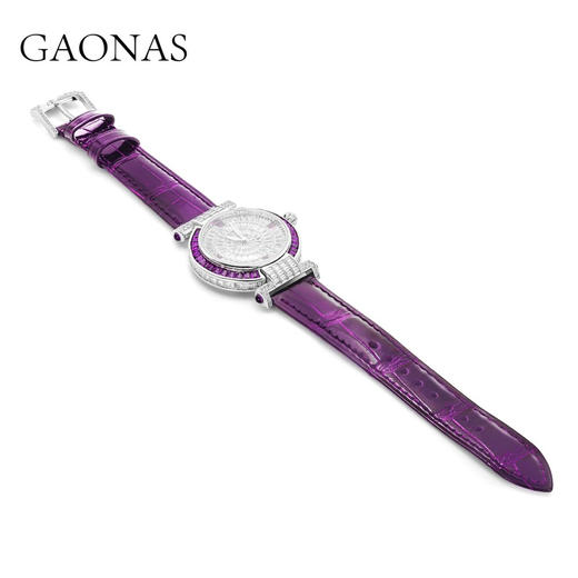 GAONAS/高纳仕 T方钻经典臻奢贵气百搭防水 紫色手表腕表11414SPR 商品图2