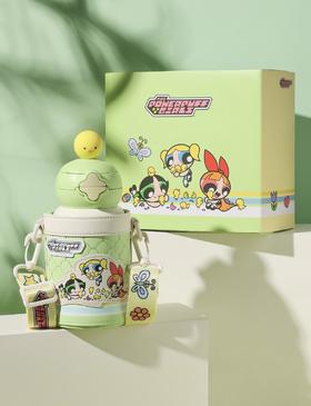 【品牌直发】【杯具熊飞天小女警系列】运动杯 保温杯 双饮杯 塑料杯 316不锈钢