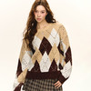 Ariseism 美式复古宽松格纹套头毛衣外套女春秋新款上衣 商品缩略图1