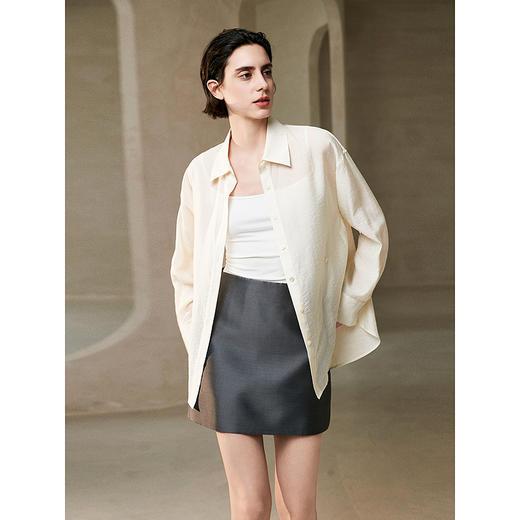 初棉醋酸天丝肌理感微透宽松衬衫 商品图2