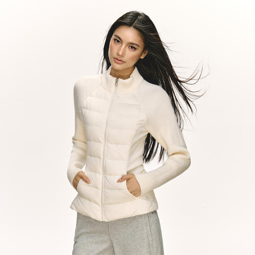 Ariseism 美式复古立领针织拼接羽绒服女秋冬新款修身上衣 商品图0