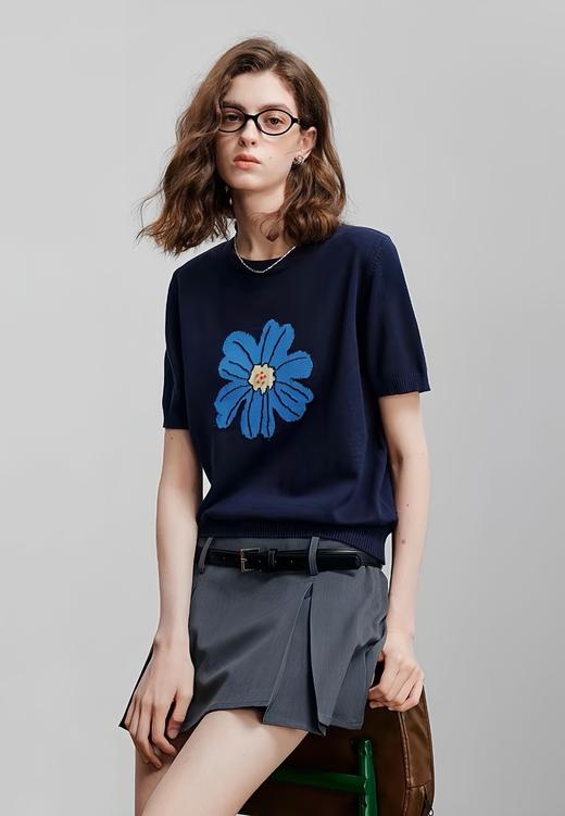 小众设计冰丝莱赛尔花朵衫 商品图2