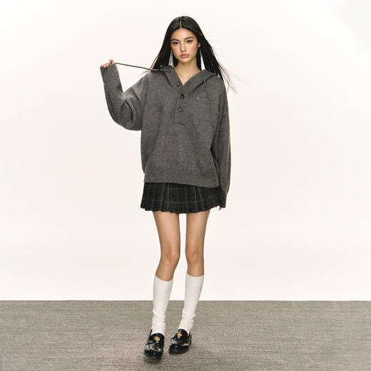 Ariseism 美式复古连帽宽松毛衣外套女春秋新款上衣 商品图4