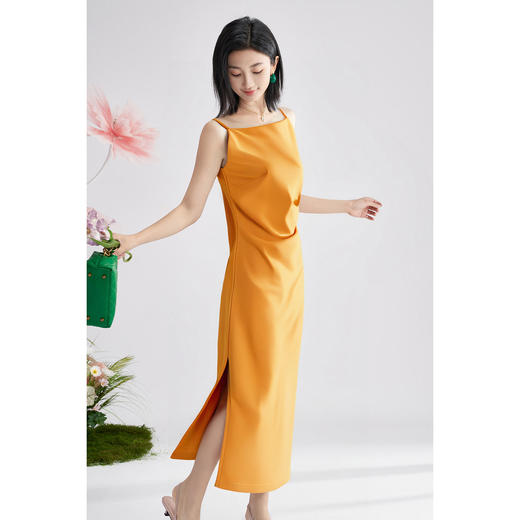 剩S 「橙光小确幸」吊带裙 米思阳2025夏季新款知性优雅吊带连衣裙收腰设计显瘦裙子0564 商品图4