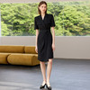 IWY/夏季短袖西装连衣裙女高级感黑色绑带正式场合接待职业套裙Q1386 商品缩略图2