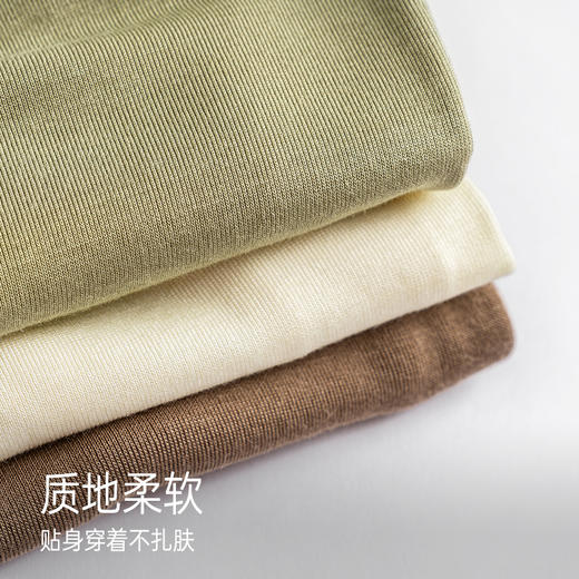 靴下物秋季新款修身长袖大圆领内搭上衣舒适透气美利奴羊毛打底衫 商品图3