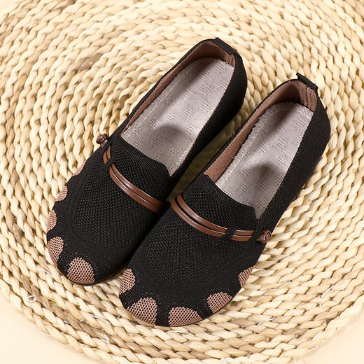 【夏季软底飞织鞋】2025新款春季女鞋软底不累脚休闲单鞋平底浅口一脚蹬中老年妈妈鞋 商品图1