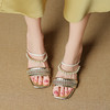【预售5天】时尚风新款串珠水晶跟高跟鞋夏季编织镂空后空一字拖YCJX&HY-7968 商品缩略图3