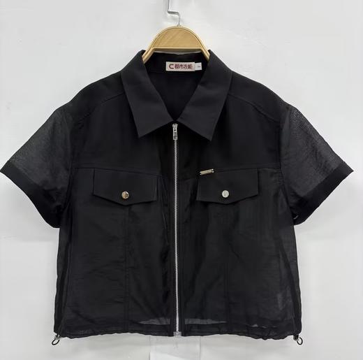 MC翻领双口袋抽绳短袖衬衫50331（黑）夏季952011140321 商品图0