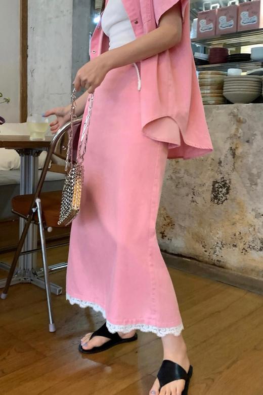 WHO KNOWS 粉色牛仔衬衫半裙套装 20439 商品图6