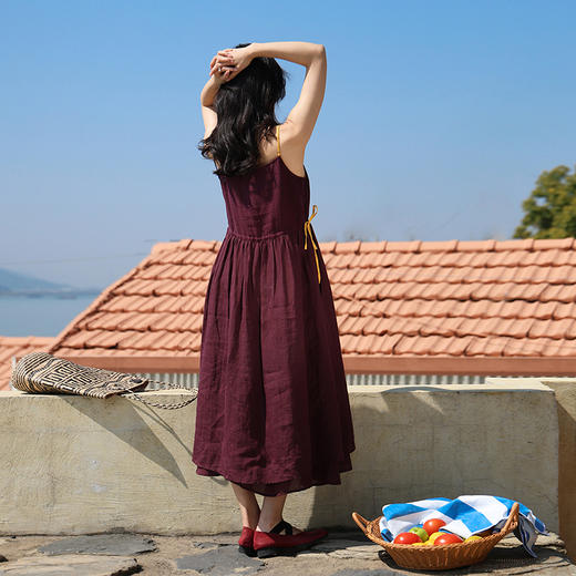 绽放旅行女装200朵/拼接撞色肩带抽皱可调节双层吊带连衣裙女舒适 商品图2
