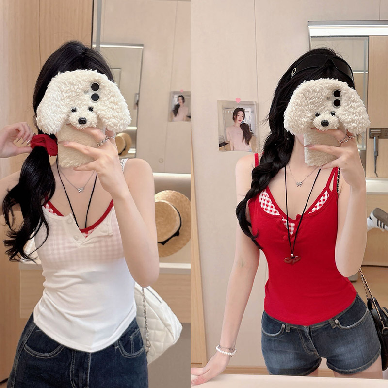 【59.9元2件美背背心】女款百搭假两件吊带纪念日百货163196204