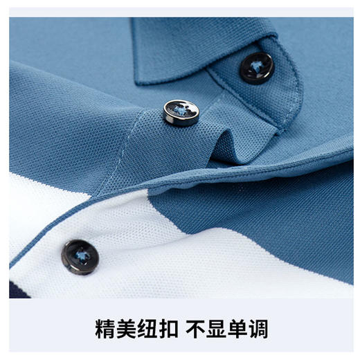 半身缘男装 夏季半袖拼色间条纹爸爸装宽松短袖POLO衫252312M03912188 商品图4