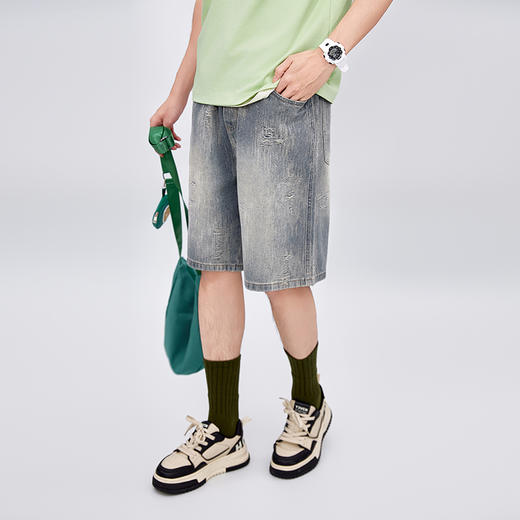 【新品上市】HX 夏季水洗牛仔五分裤宽松C207520017101 商品图4