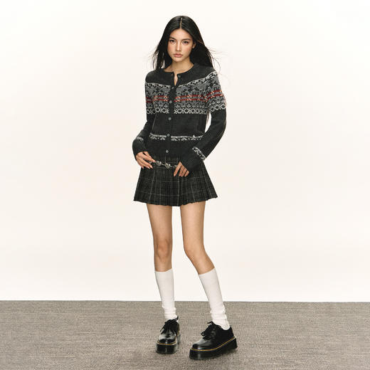 Ariseism 美式复古圆领针织开衫毛衣女春秋新款上衣 商品图3