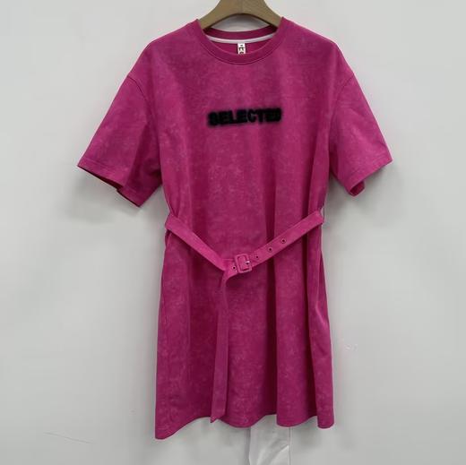 MZ配腰带拼色字母短袖连衣裙（红）夏季152020080321 商品图0