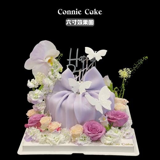 紫色系翻糖蝴蝶结鲜花蛋糕 商品图0