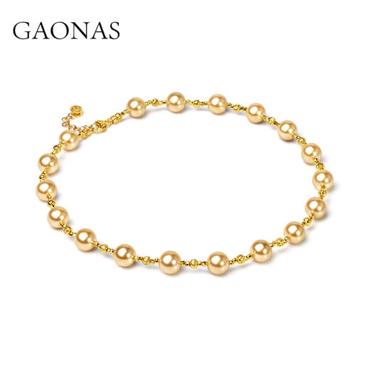 GAONAS仿珍珠项链 满天星 时尚10mm金色珠项链11448XGO 商品图1