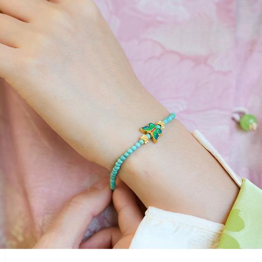 【新款湖北原矿绿松石手链】新中式原矿天然小绿松石手链女 单圈手串 国风超细小众礼物 商品图1