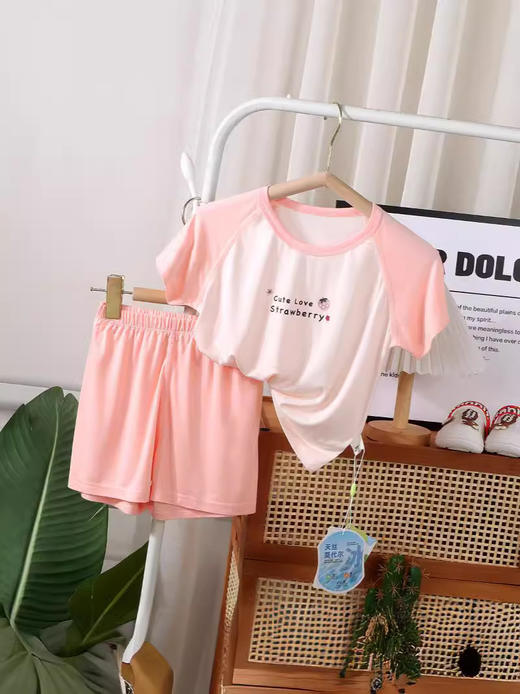 （两套5折）儿童男女款中小童A类无骨莫代尔短袖家居服套装 商品图2