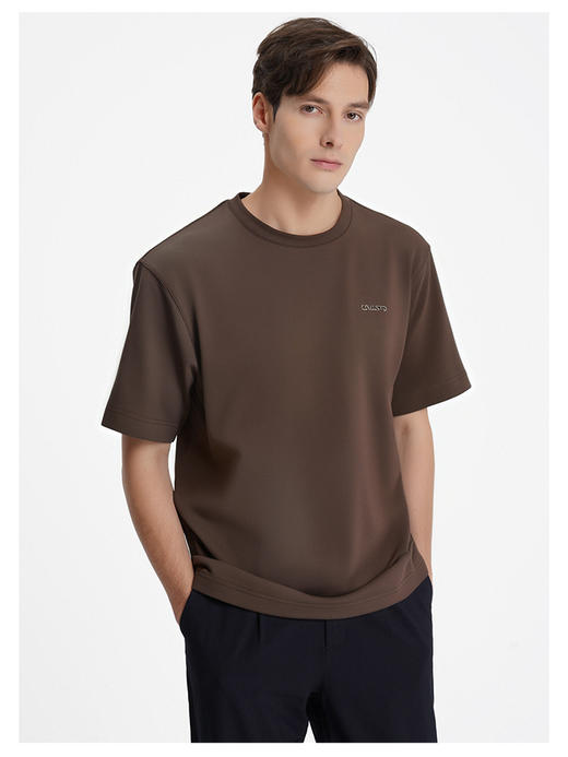 callisto咖色优质棉混纺基础圆领短T 商品图2