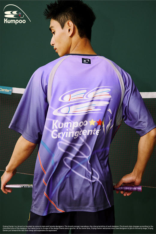 CryingCenter x kumpoo薰风羽毛球联名系列 紫色渐变拼接轻薄透气休闲赛服 商品图7