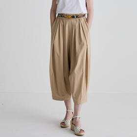 谜底休闲裤女2025夏新品通勤时髦挺阔大廓形哈伦九分裤252MK0663