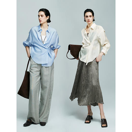 初棉醋酸天丝肌理感微透宽松衬衫 商品图4