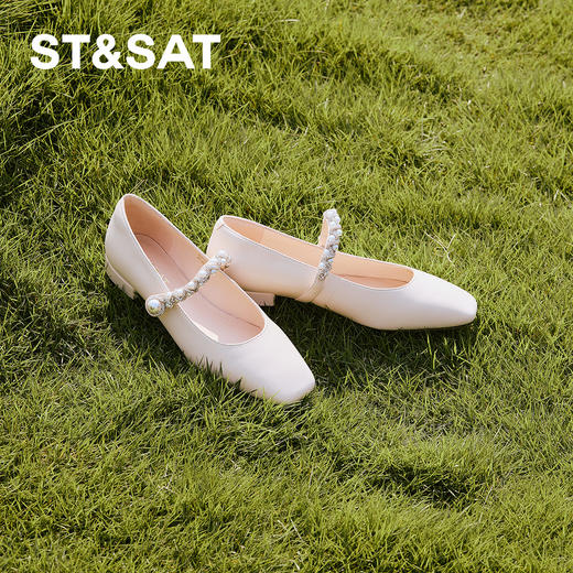 【鎏银羊皮】星期六方糖珍珠链条玛丽珍SSD1111107 商品图1