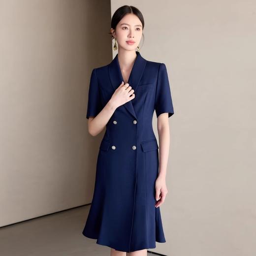 IWY/藏青色职业西装连衣裙女夏季气质修身鱼尾裙主持人演讲比赛正装25Q771 商品图1