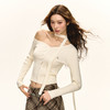 Ariseism 美式复古设计感修身露肩针织开衫女春季新款修身上衣 商品缩略图2
