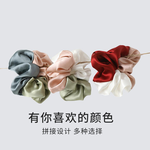 金三塔100%桑蚕丝拼色发圈复古简约柔软舒适弹力均码女士发箍发绳  JXQ310 商品图2