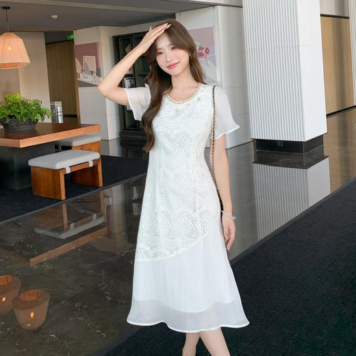 奢姿大码女装2025夏季法式波西米亚风连衣裙胖妹妹时尚拼接裙子9952821389 商品图2