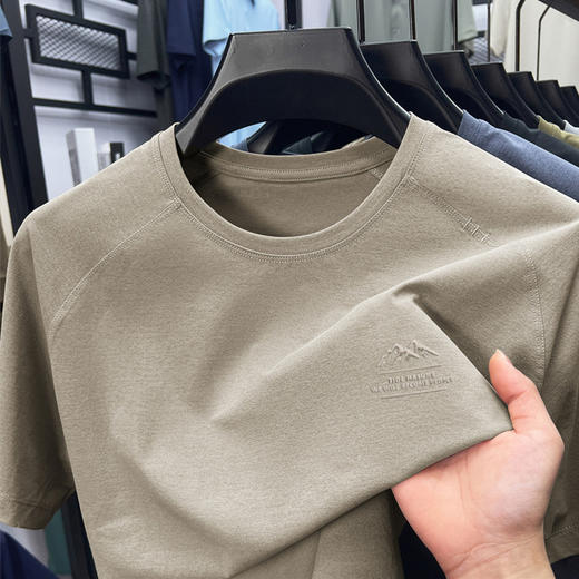 【手搓薄荷香圆领短袖t恤】男夏季高级感纯色速干男士体恤打底衫 商品图1