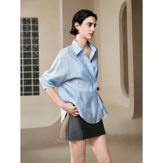 初棉醋酸天丝肌理感微透宽松衬衫 商品图1