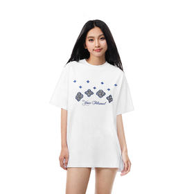 FDR官方店 珍珠肌理刺绣圆领宽松短袖t恤男女夏季潮牌情侣装上衣