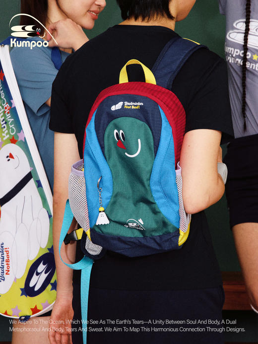 CryingCenterkumpoo薰风羽毛球联名系列彩色拼接可爱双肩小书包 商品图5