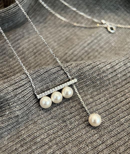 925纯银进口施华洛珍珠极光平衡木珍珠项链 商品图6