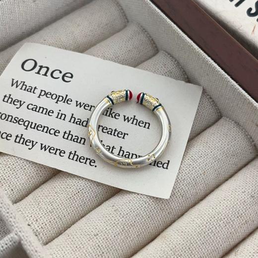 250819售罄下架|售完不补【敦煌瑞锦·卷草纹铜钱戒指】敦煌卷草纹吉言戒指 女实心描金雕刻银指环 国风礼物 商品图2