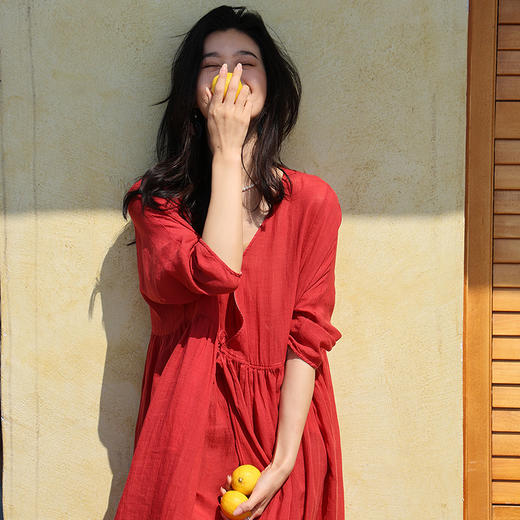 绽放旅行女装277朵/天丝苎麻两穿开衫连衣裙文艺百搭轻薄防晒舒适 商品图1