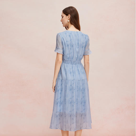 QF8B4斯尔丽25新款浪漫高级感立体盘花法式度假系列初恋A字晕染连衣裙 商品图6