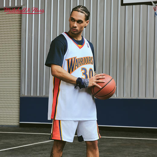 Mitchell&Ness 勇士队 库里 09-10赛季球衣 白色/蓝色 商品图4