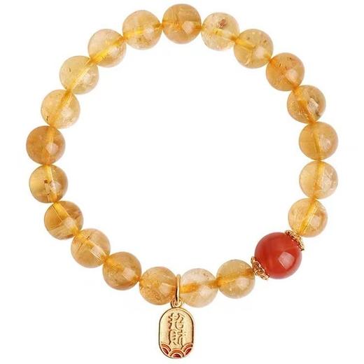 六鑫珠宝 天然巴西黄水晶红玛瑙简约diy黄水晶手串 商品图4