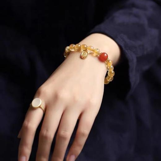 六鑫珠宝 天然巴西黄水晶红玛瑙简约diy黄水晶手串 商品图2