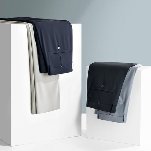 夏季新款休闲裤男士高弹薄款商务凉感冰丝中年高弹力西裤男 商品图1