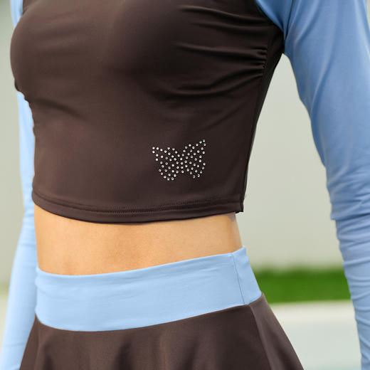 sisia2025新款泳衣女长袖防晒分体裙式运动泡温泉显瘦高级感泳衣SWT24-05A 商品图8